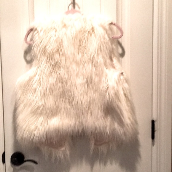 AERO S/P WHITE/IVORY FAUX FUR LONG-SHEARLING VEST. Finished Pink Lining - Picture 13 of 16